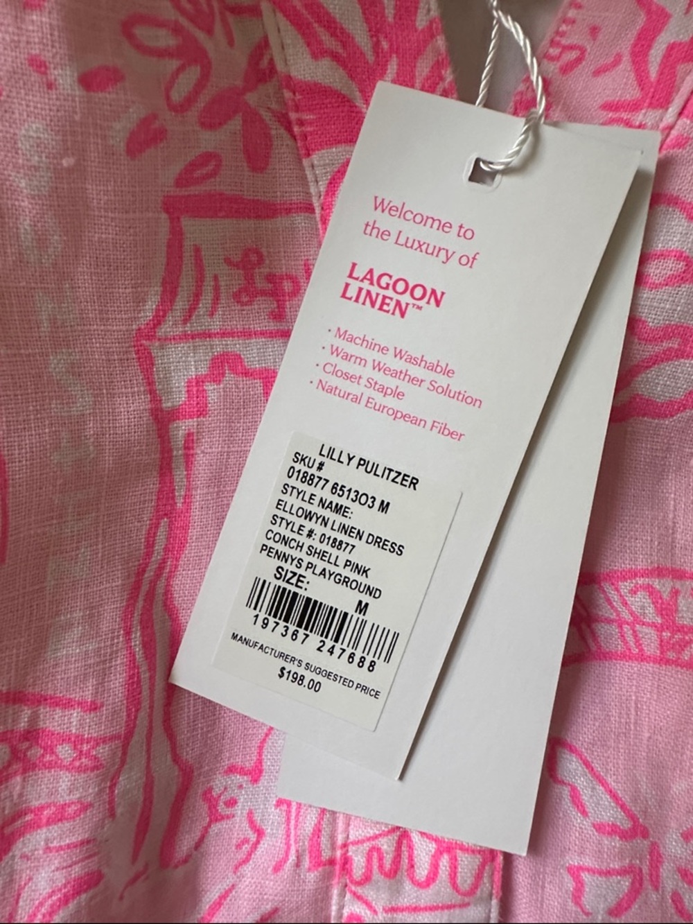 NWT Ellowyn Linen Dress Conch Shell Pink - Picture 3 of 5